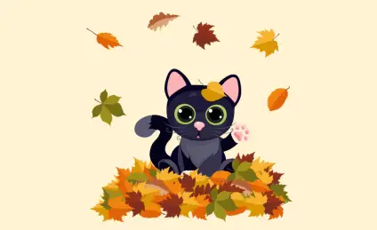 Как котенок «осеннюю бабочку» ловил