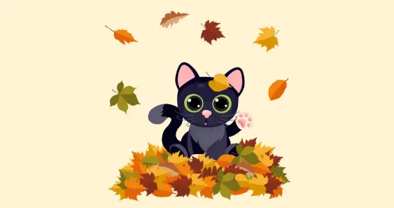 Как котенок «осеннюю бабочку» ловил