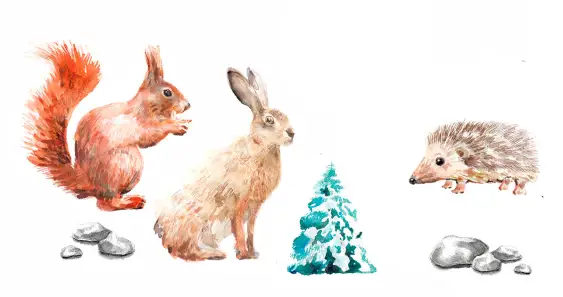 Сказка про зверят, которые играли в снежки