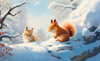 Как бельчонок ежонку снег показал