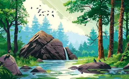 Ручеёк преодолевает преграды