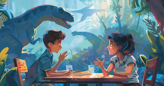 Мишка узнаёт тайну о динозаврах