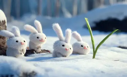 Солнце, зайцы и подснежник