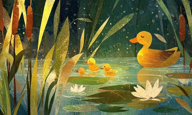 Уточки на тихом пруду